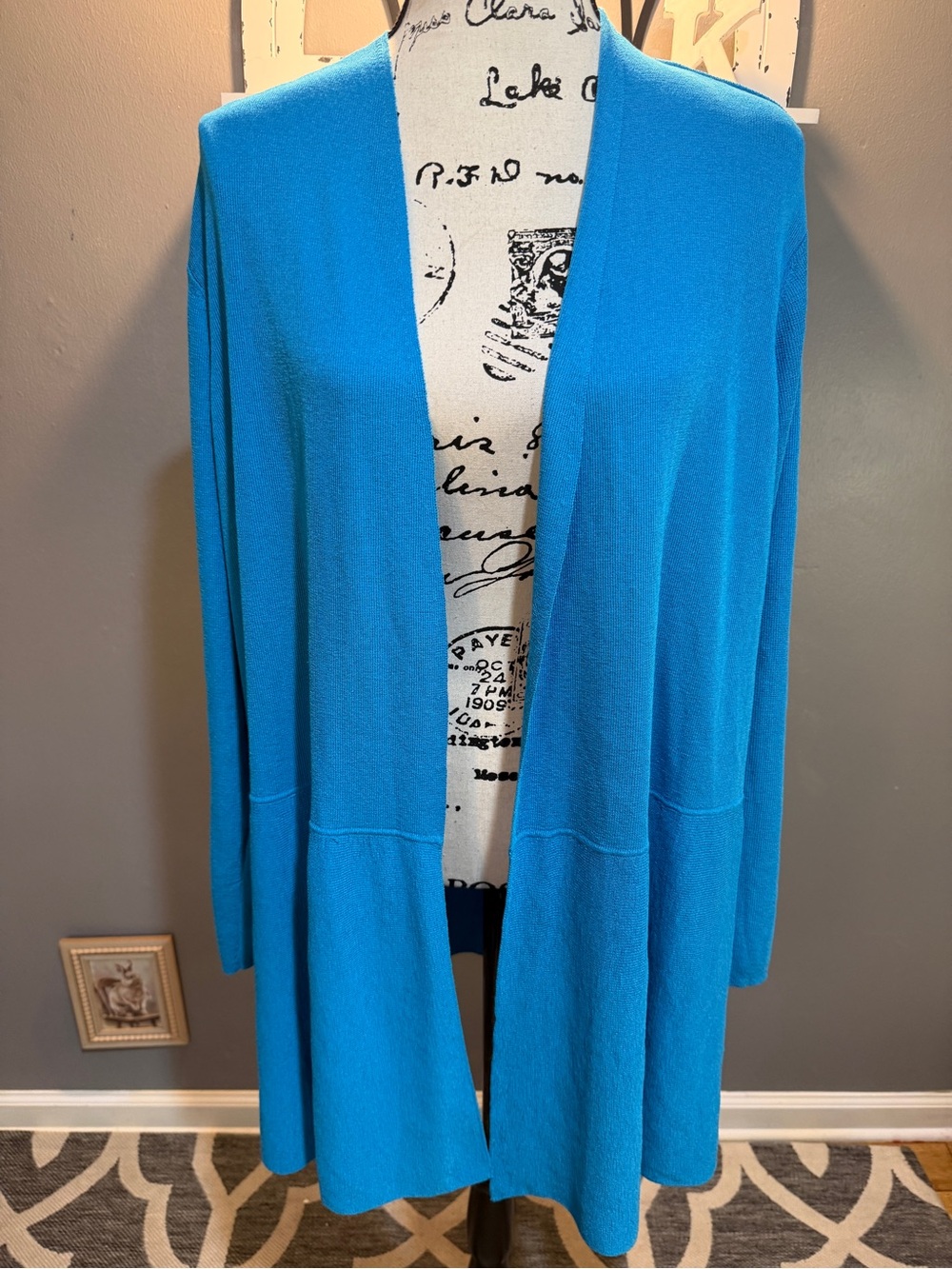 ANNE KLEIN TURQUOISE OPEN FRONT CARDIGAN SZ 3X